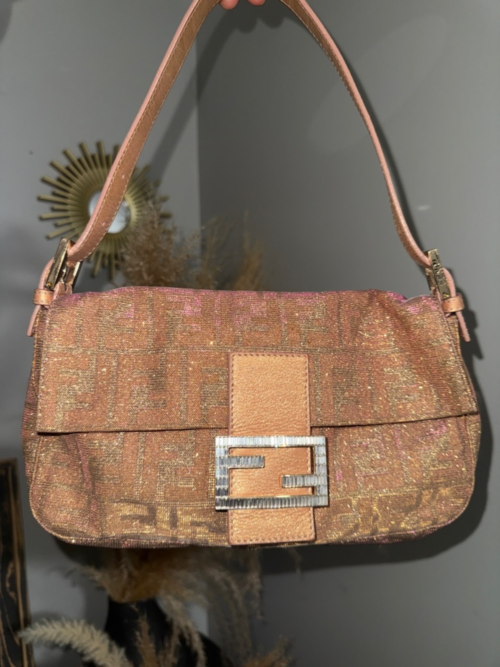 Fendi Gold FF limited edition Baguette Shoulder Bag